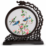 Hand-Embroidered Silk Bird And Floral Tabletop Screen MS Department Store Oman