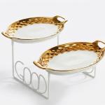 Blumen 2  Tier Oval Plate With Stand MS Department Store Oman