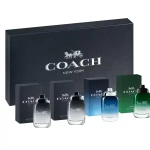Coach 4 Piece Mens Mini Cologne Set 2 X Coach Ny, Blue, Green Nib MS Department Store Oman