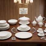 Blumen Porcelain Dinnerware - Complete Service Set 57Pcs (White & Gold) Ms Department Store Oman