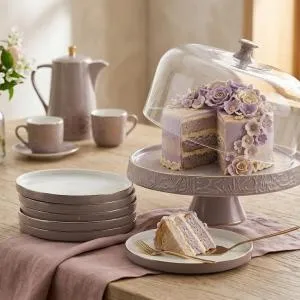 Cake Serving Set 9 Pcs From Jiwar -  Purple + Gold MS Department Store Oman