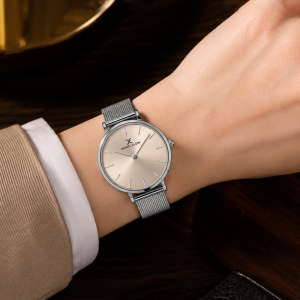 Daniel Klein Women'S Minimalist Silver Mesh Strap Analog Watch – Champagne Dial MS Department Store Oman