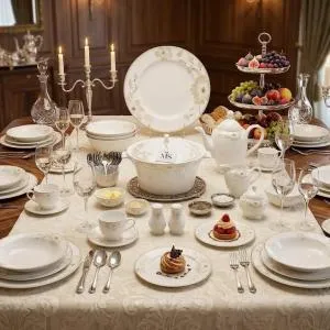 Blumen Elegance Gold Floral 57-Piece Bone China Dinner Set Ms Department Store Oman