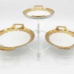 Blumen 3 Tier Round Plate With Handles With Stand Gold MS Department Store Oman
