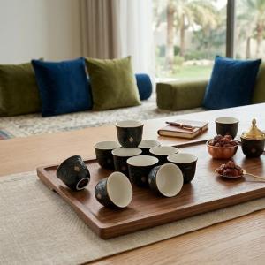 Arabic Coffee cups 12Pcs From Naqsh- Black + Gold MS Department Store Oman