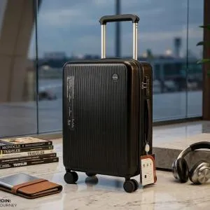 Pierre Cardin Metz Pc Wide Handle Trolley 8 Wheels 20" Black MS Department Store Oman