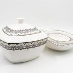 Blumen Royal Charcoal & Gold Filigree 57-Piece Fine Porcelain Dinner Set Dinner Square Ms Department Store Oman