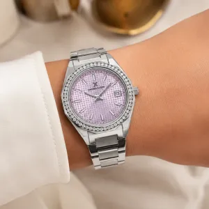 Daniel Klein Women'S Crystal Bezel Pink Dial Stainless Steel Date Watch MS Department Store Oman