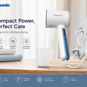 Panasonic Handheld Garment Steamer, 1570W, White MS Department Store Oman