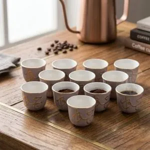 Arabic Coffee Set 12 Pcs From Jiwar -  Purple + Gold MS Department Store Oman