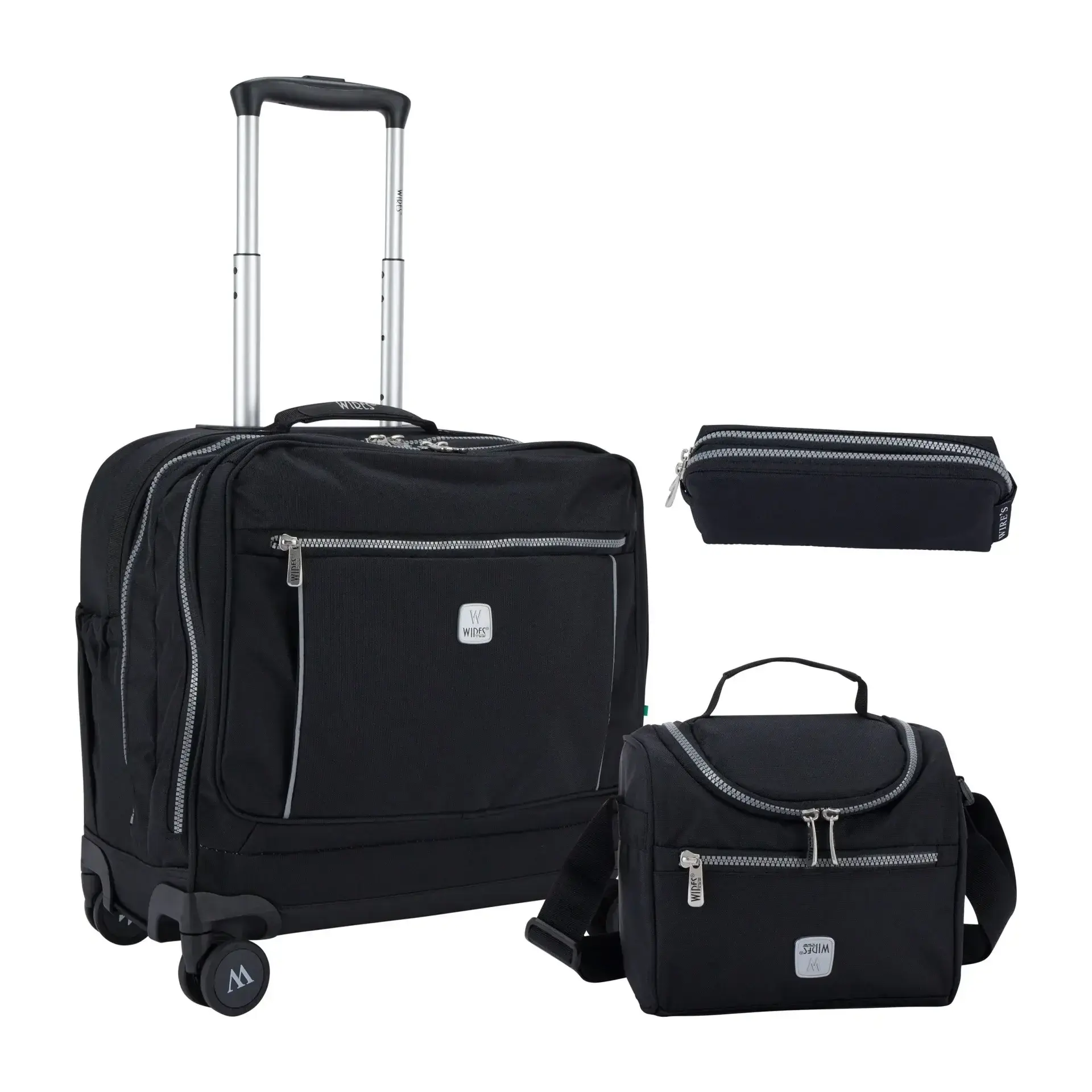 WIRES & WHEELS TROLLEY WITH LUNCH BAG + PENCIL CASE + LUNCH BOX BLACK MS Department Store Oman