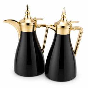 REGAL 1.0Ltr. + 1.0Ltr. Deluxe Vacuum Flask Set [JetBlack+Champaign Gold] MS Department Store Oman