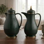 REGAL0.35 & 0.6Ltr. Vacuum Flask Set - Dark Green
with Golden MS Department Store Oman
