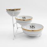 Blumen 3 Tire Bowl With Stand Gold MS Department Store Oman