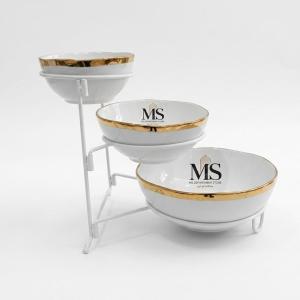 Blumen 3 Tire Bowl With Stand Gold MS Department Store Oman