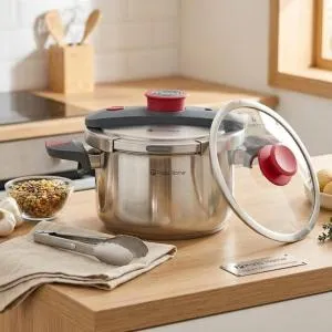 3 Pcs Crown Series Pressure Cooker 5 Liter Steel MS Department Store Oman