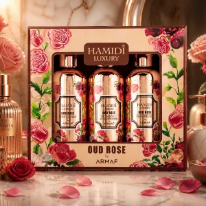 3Pc Pack Hamidi Luxury Oud Rose-95Ml (Shower Gel/Body Lotion/Shampoo Cum Conditioner) MS Department Store Oman