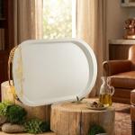 Iron Serving Tray From Liqaa - Pearl White + Gold MS Department Store Oman
