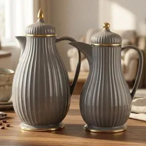 REGAL0.35 & 0.6Ltr. Vacuum Flask Set - Dark Gray with Golden MS Department Store Oman
