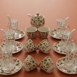 Al Fursan Elegant Fine Porcelain 27 Pcs Tea & Coffee Set –(Palm Tree Design) MS Department Store Oman