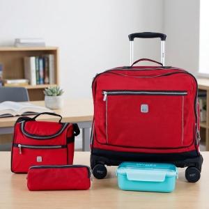 WIRES & WHEELS TROLLEY WITH LUNCH BAG + PENCIL CASE + LUNCH BOX RED MS Department Store Oman