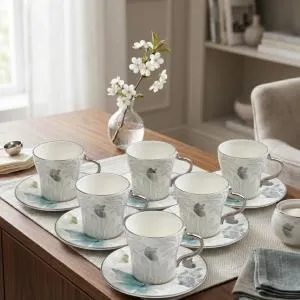 Porcelain Tea Set 12 Pcs From Veloura - Blue + Silver MS Department Store Oman