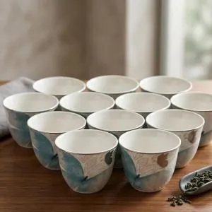 Arabic Coffee cups 12Pcs From Veloura - Blue + Silver MS Department Store Oman
