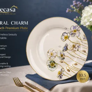 Solecasa Plate 10.5 Printe With Golden Rim MS Department Store Oman