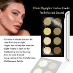 Essential 8 Color Highlighter Contour Powder Palette MS Department Store Oman