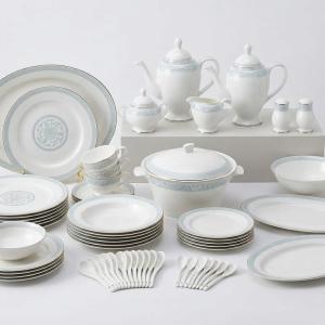 Blumen Royal Regency 57-Piece Fine Bone China Dinner Set – Silver Floral Border Ms Department Store Oman