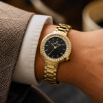 Daniel Klein Women'S Gold-Tone Crystal Bezel Black Dial Stainless Steel Analog Watch MS Department Store Oman