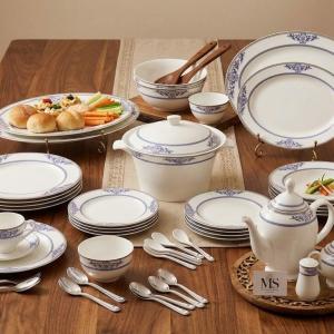 Blumen Royal Azure 110-Piece Premium Bone China Dinner Set- Blue Ms Department Store Oman