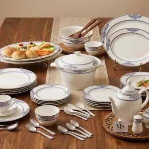 Blumen Royal Azure 110-Piece Premium Bone China Dinner Set- Blue Ms Department Store Oman