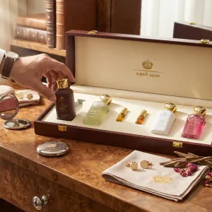 Luxury Leather Set-2 Perfumes + Oud Oil MS Department Store Oman