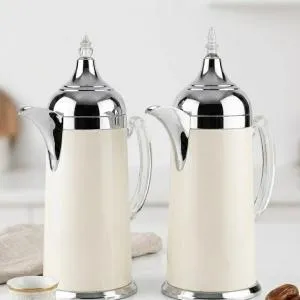 AL FURSAN  0.8L+0.8L V.FLASK SET SILVER & WHITE MS Department Store Oman