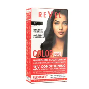 Color Pro  With Ammonia Permanent Hair Color Cream Kit Jet Black  1.0  MS Department Store Oman