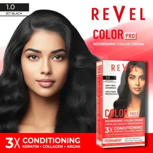 Color Pro  With Ammonia Permanent Hair Color Cream Kit Jet Black  1.0  MS Department Store Oman
