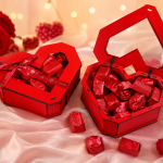 Red Wooden Heart Chocolate Box With Transparent Lid MS Department Store Oman