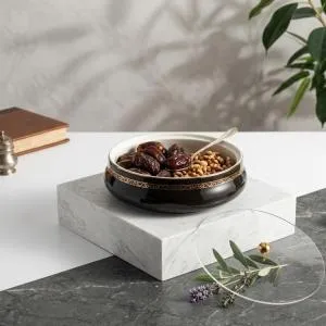 Large Date Bowl From Naqsh - Black + Gold MS Department Store Oman