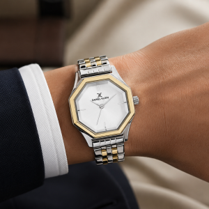 Daniel Klein Women'S Two-Tone Stainless Steel Octagonal Analog Wrist Watch – Silver White Dial MS Department Store Oman