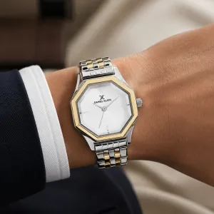 Daniel Klein Women'S Two-Tone Stainless Steel Octagonal Analog Wrist Watch – Silver White Dial MS Department Store Oman