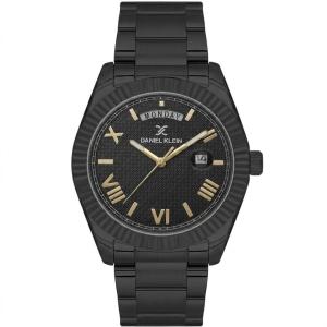Daniel Klein Men'S Black Stainless Steel Analog Watch With Day & Date Display MS Department Store Oman