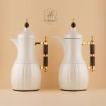 AL FURSAN 1.0L+1.0L V.FLASK SET WHITE WITH BROWN & GOLD HANDLE MS Department Store Oman