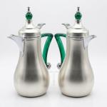 AL FURSAN 1. 0L*1.0L MATEL V.FLASK SET SILVER WITH GREEN HANDLE MS Department Store Oman