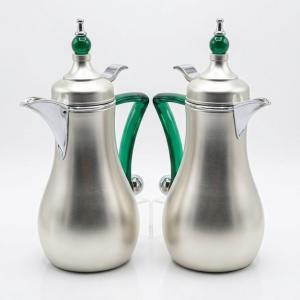 AL FURSAN  1. 0L*1.0L MATEL V.FLASK  SET SILVER WITH GREEN HANDLE MS Department Store Oman