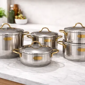 Stainless Steel Bonera 10 Pcs Nirvana Standart Set 18-20-22-24-28  Pot MS Department Store Oman