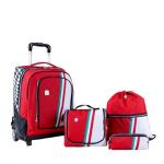 WIRES NEW WHEELS TROLLEY + SHOLDER 18" WITH LUNCH BAG, PENCIL CASE & GYM BAG RED + WHITE MS Department Store Oman