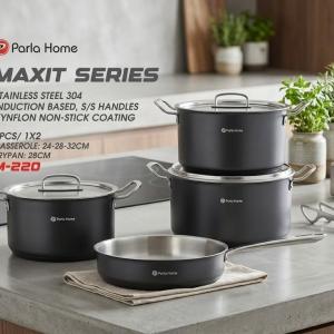 7 Pcs Maxit Series Stainless Steel Cookwareblack MS Department Store Oman