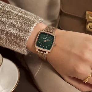 Daniel Klein Women'S Rose Gold Mesh Strap Green Square Dial Watch MS Department Store Oman