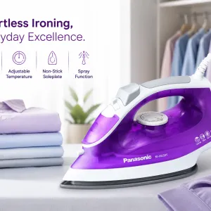 Panasonic Steam Iron, Titanium Soleplate, 1550W, Pink MS Department Store Oman